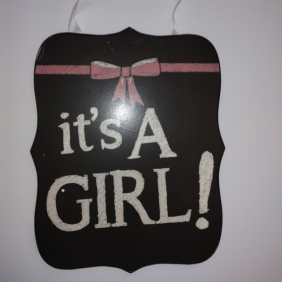 It's a Girl Wooden Sign, It's a Girl Baby Shower Decor, Gender Reveal Decor, Bow - Picture 11 of 11